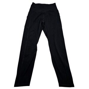 Iuga Leggings Small Black High Waist Solid Athleisure Stretch Performance Active